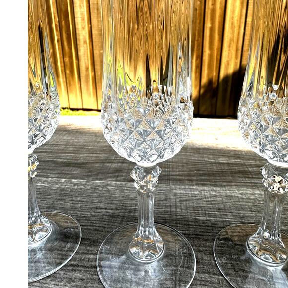 Cristral D'Arques Longchamp Crystal Champagne Flutes Made in France-Set of 3 - Picture 6 of 6